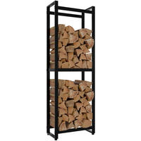 KAMINHOLZREGAL 50/25/150 cm Metall schwarz - Schwarz, Metall (50/150/25cm) - CLP