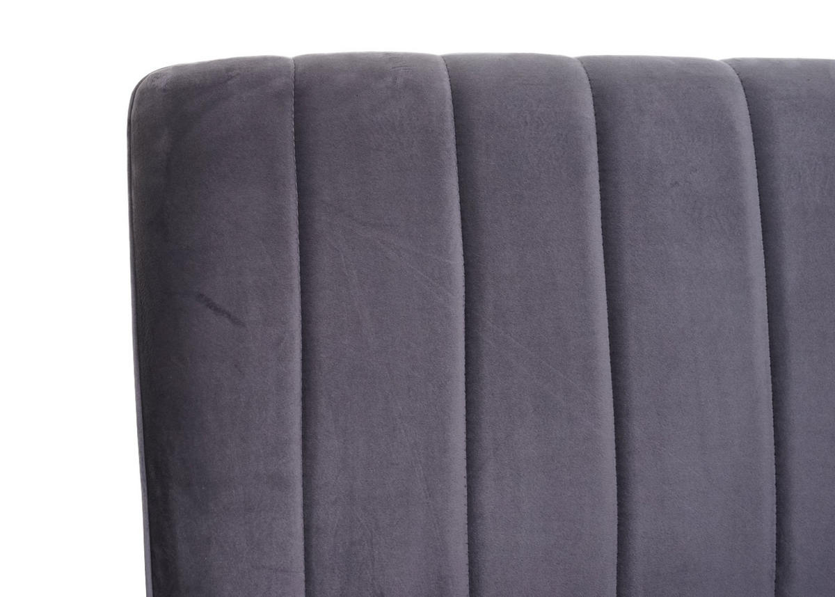 SITZBANK 90x160x60cm Sitzhöhe 48cm Rückenlehne Samt Metall 160cm Dunkelgrau - Dunkelgrau, Textil (160/90/60cm) - BERLINLODGE