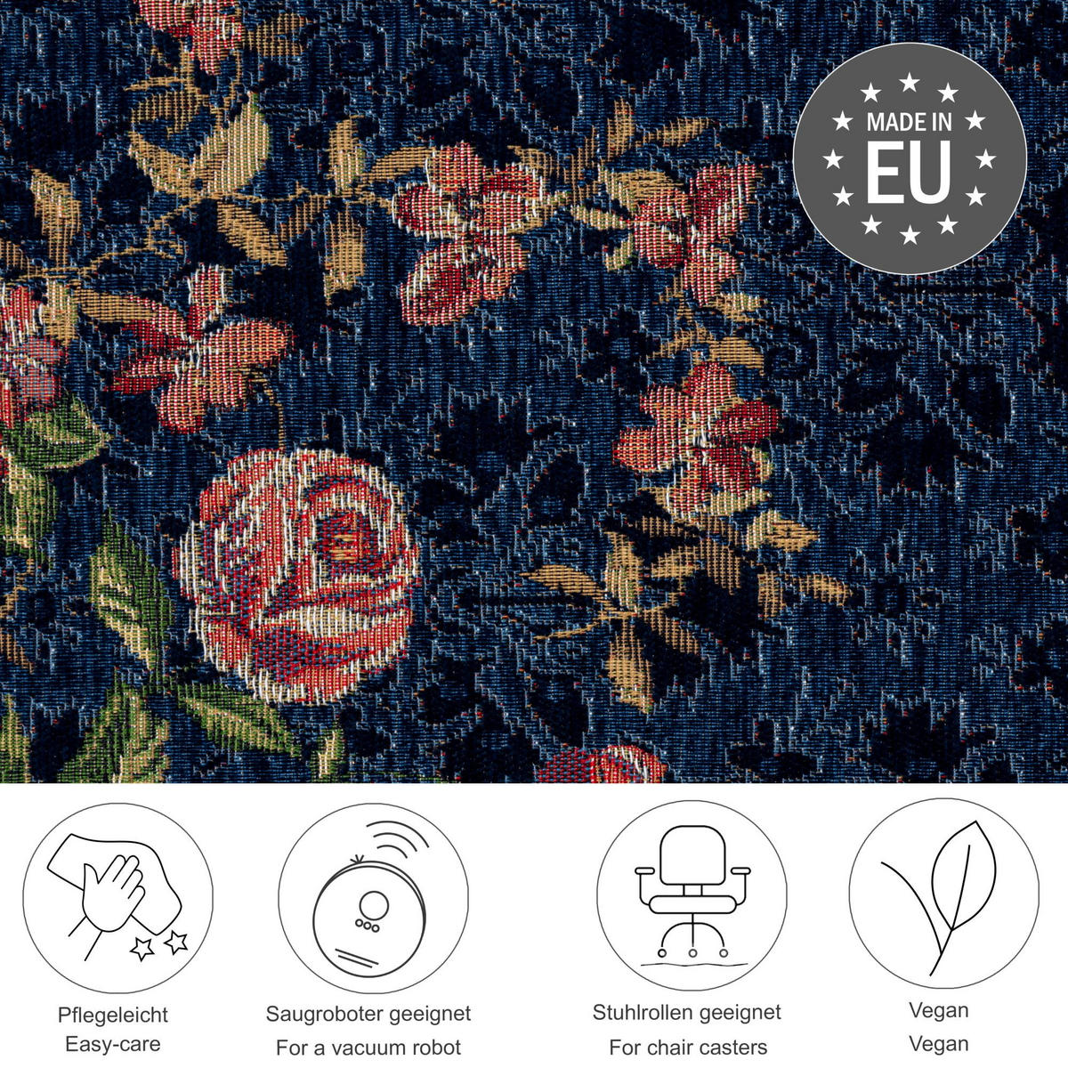 FLACHWEBTEPPICH Flomi Florence 60x90 cm - Blau, Textil (60/90cm) - THEKO