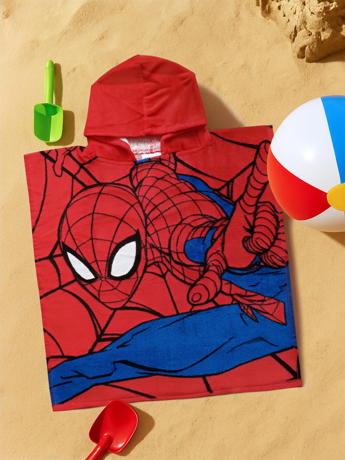 BADEPONCHO Marvel Spiderman Rot/Blau 50 x 100 cm - Multicolor, Textil (Einheitsgrößenull) - Marvel