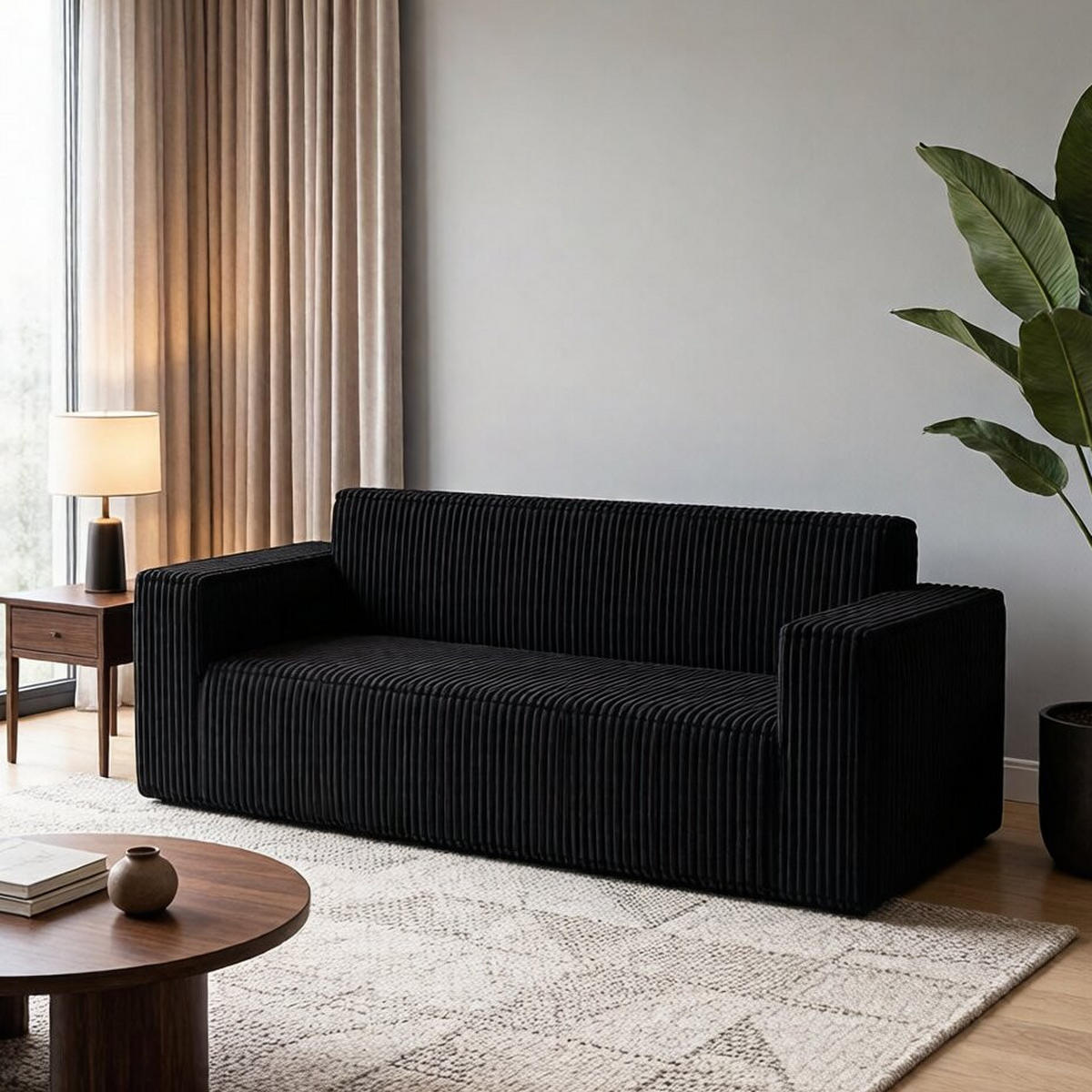 2-SITZER SOFA Cord Schwarz - Schwarz, Textil (178/70/86cm) - WISHDOR