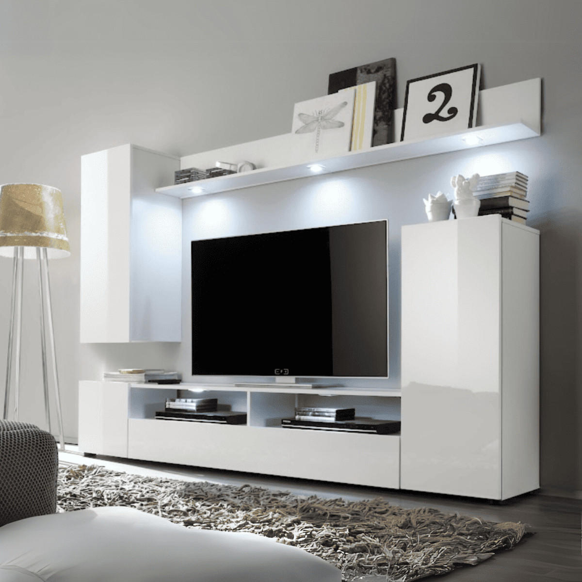 WOHNWAND Dos Weiß - Weiß, Holzwerkstoff (208/165/34cm) - Trendteam