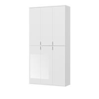 SCHUHSCHRANK weiß Hochglanz 91 cm, Garderobenschrank 6 Türen, 15 Fächer - Weiß Hochglanz/Silberfarben, Holzwerkstoff/Kunststoff (91/193/34cm) - Inn.Furn