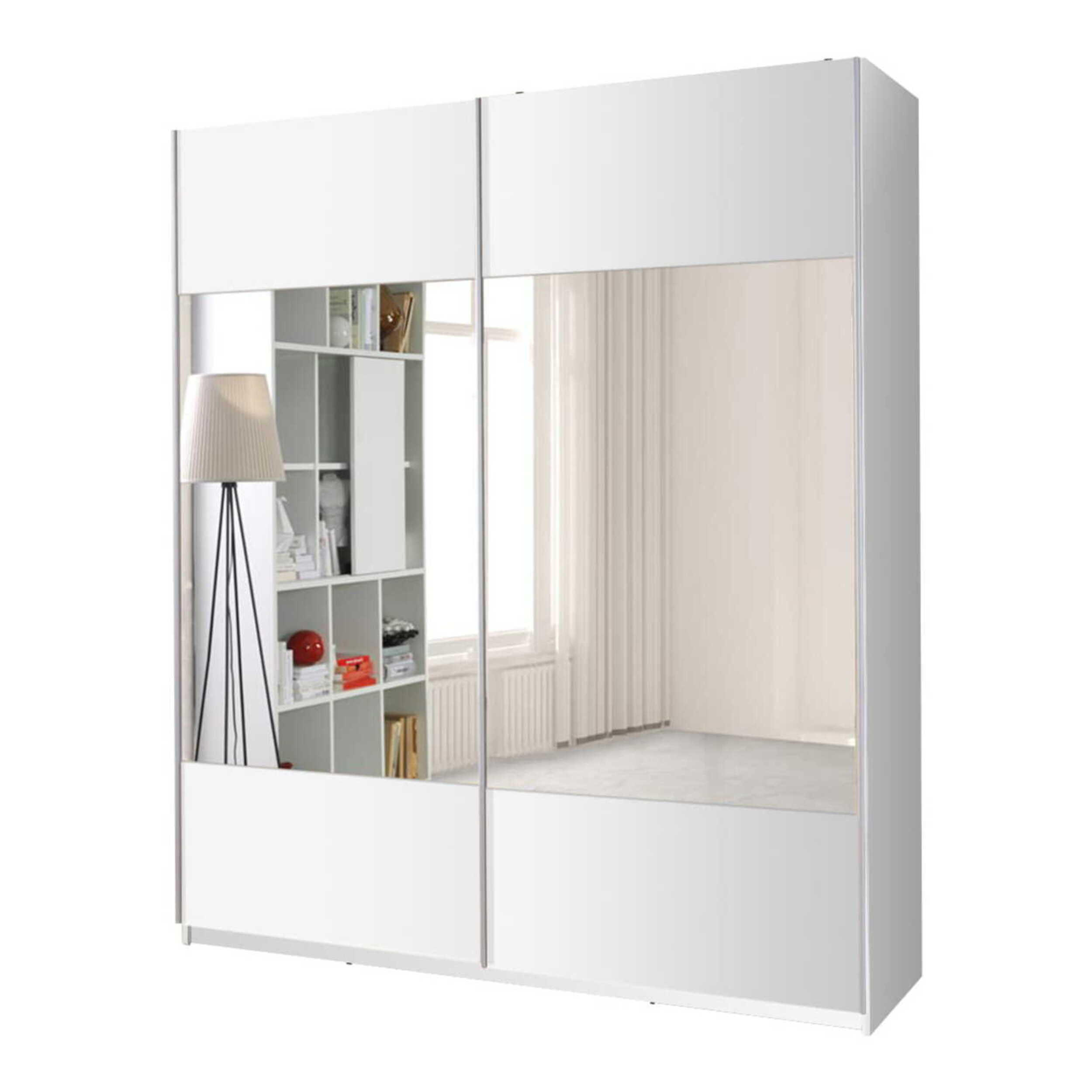SCHIEBETÜRENSCHRANK - Kleiderschrank Polly - Weiß - Weiß, Holzwerkstoff (175/211/60cm) - Möblo