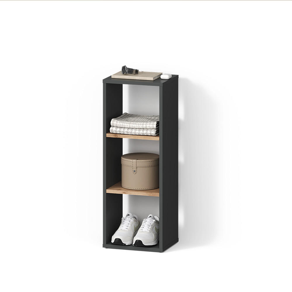 AUFBEWAHRUNGSREGAL Ortello Anthrazit/Goldkraft Eiche 30 x 80.1 cm - Honigeiche/Anthrazit, Holzwerkstoff (30/80.1/24cm) - Livinity®