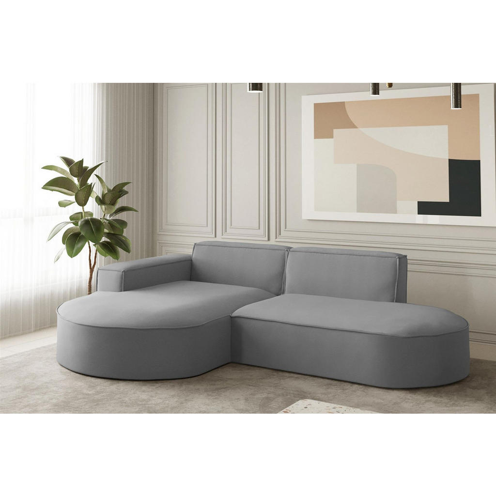 Thumbnail - Fun Möbel Ecksofa, Grau, Textil, L-Form, 236x165 cm, Wohnzimmer, Sofas & Couches, Wohnlandschaften, Ecksofas