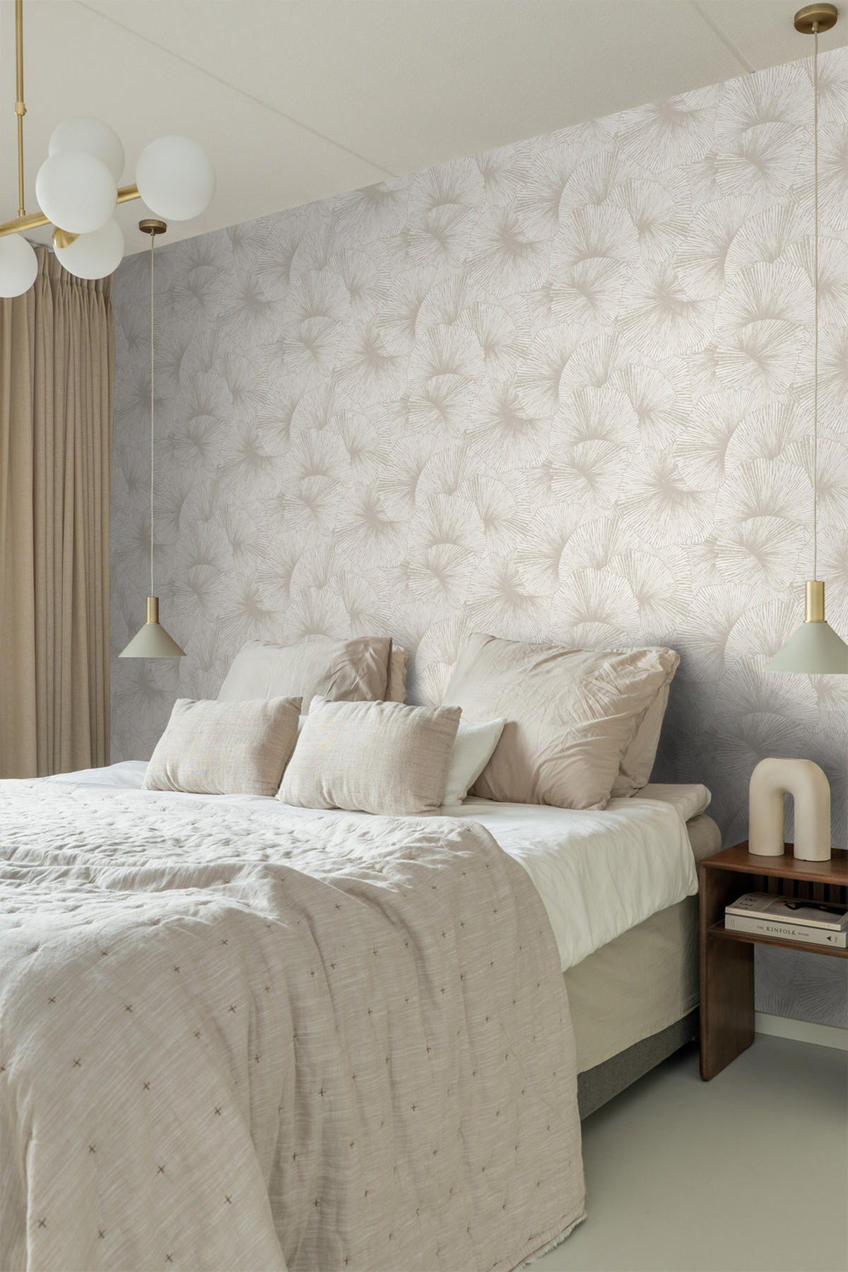 TAPETE 3D Muster Blätter 53 cm x 10.05 m - Grau, Papier (53/1000cm) - Origin Wallcoverings