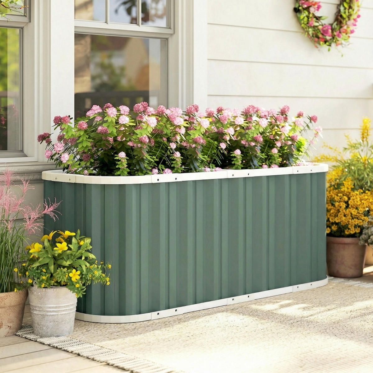 HOCHBEET Metall 136x53x61 cm Gartenbeet offen - Grün, Metall (136/61/53cm) - LEBENLANG
