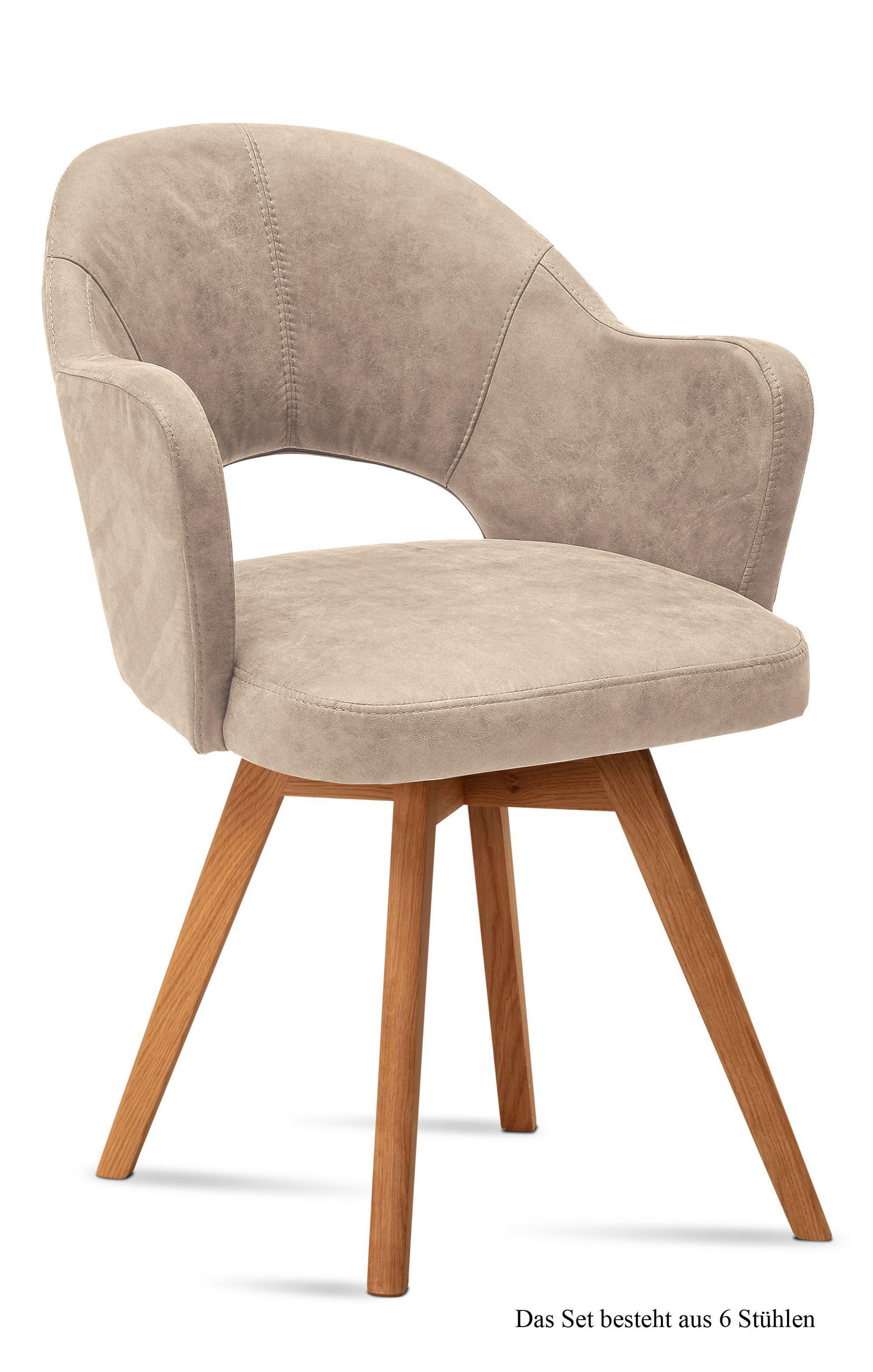 ARMLEHNSTUHL (6er-Set) Dolly 59x87x61 Eiche geölt/Natur - Eichefarben/Naturfarben, Kunststoff (61/87/59cm) - 58aufmkessel