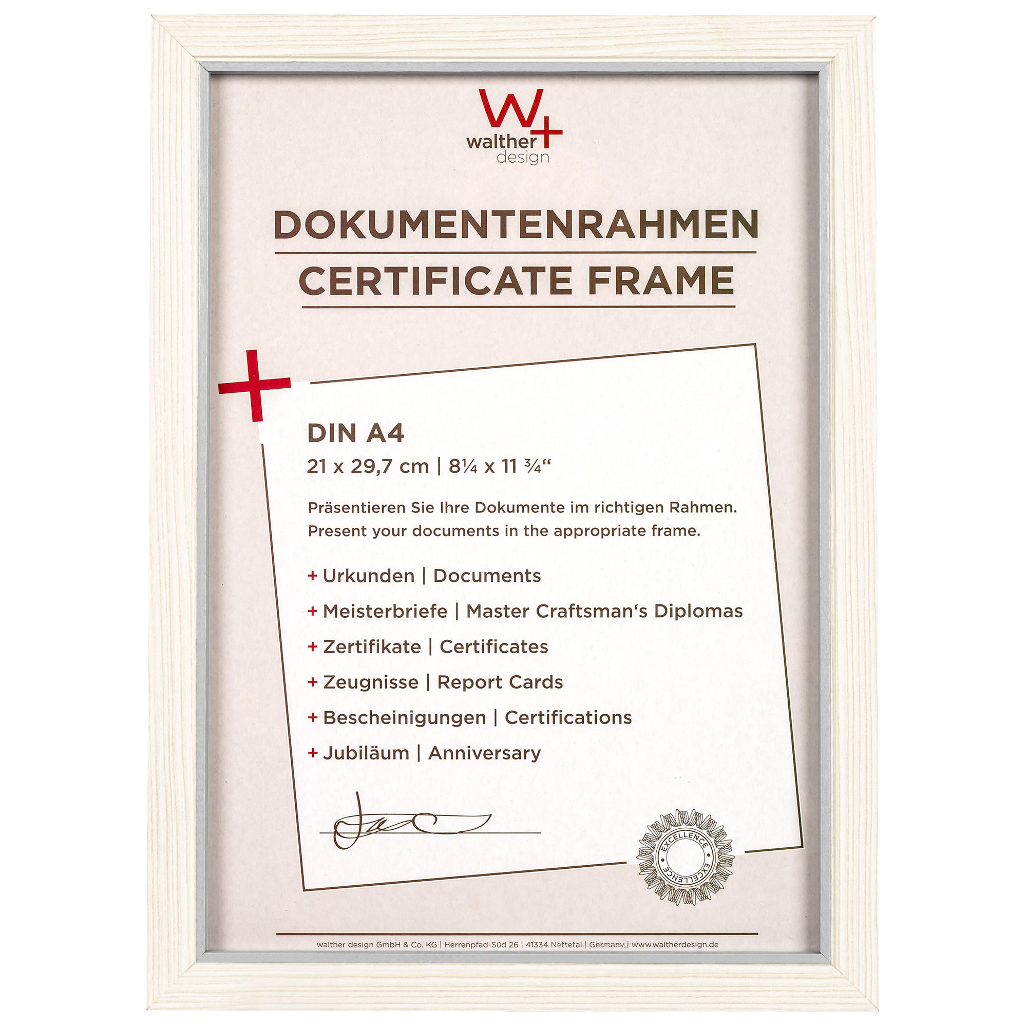 BILDERRAHMEN Hygge Holzrahmen 21x29,7 cm WEISS - Weiß, Holzwerkstoff (23.1/31.8/1.6cm) - walther design