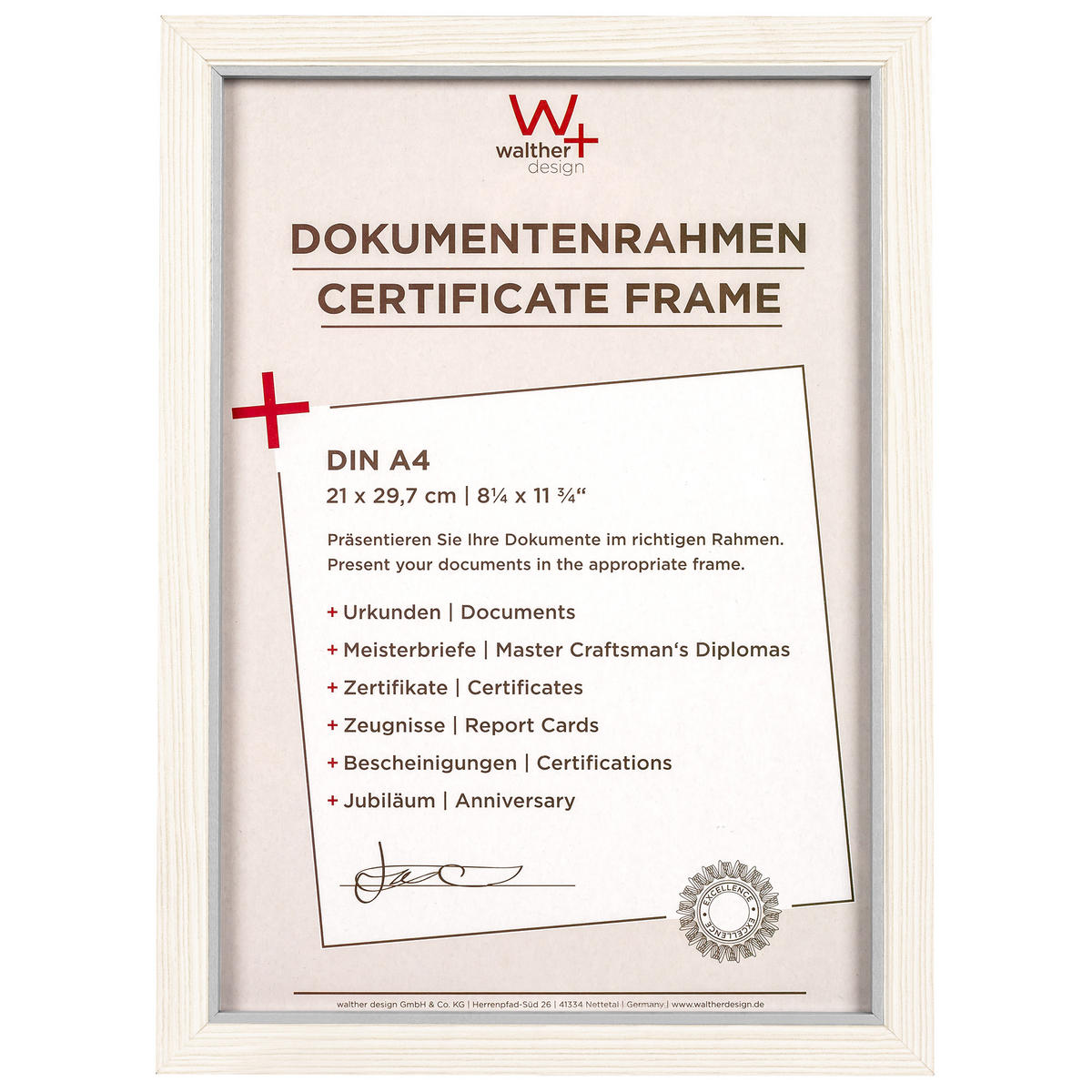 BILDERRAHMEN Hygge Holzrahmen 21x29,7 cm WEISS - Weiß, Holzwerkstoff (23.1/31.8/1.6cm) - walther design