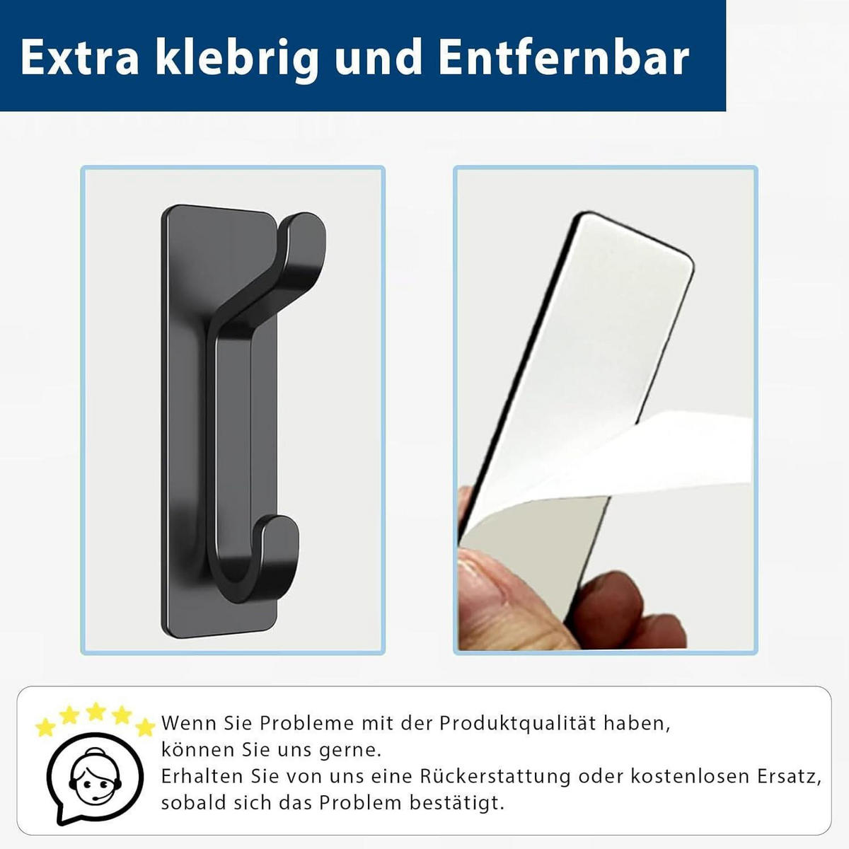 KLEBEHAKEN 12-teiliges Set Schwarz - Schwarz, Metall (8.9/5.6/20.3cm)
