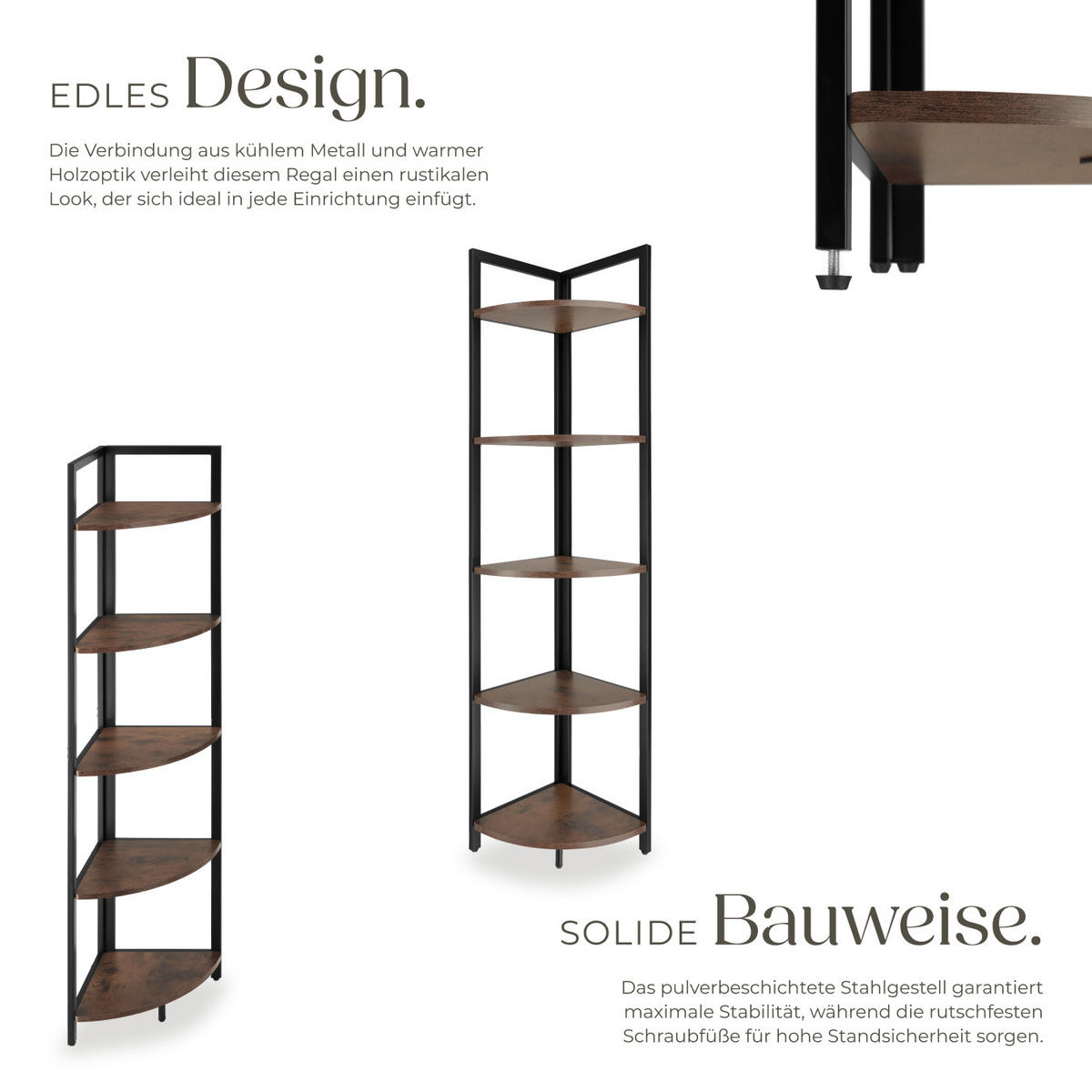 ECKREGAL Castlebar ,inklusive Kippschutz, 30 x 30 x 150 cm,Industrial Holz dunkel, rustikal - Rostfarben, Holzwerkstoff (30/150/30cm) - tectake