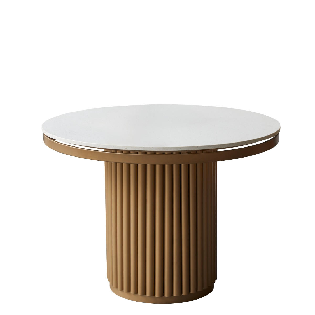 TISCH Isaure Weiß aus Terrazzo - Weiß, Stein (107/107/76cm) - Tikamoon