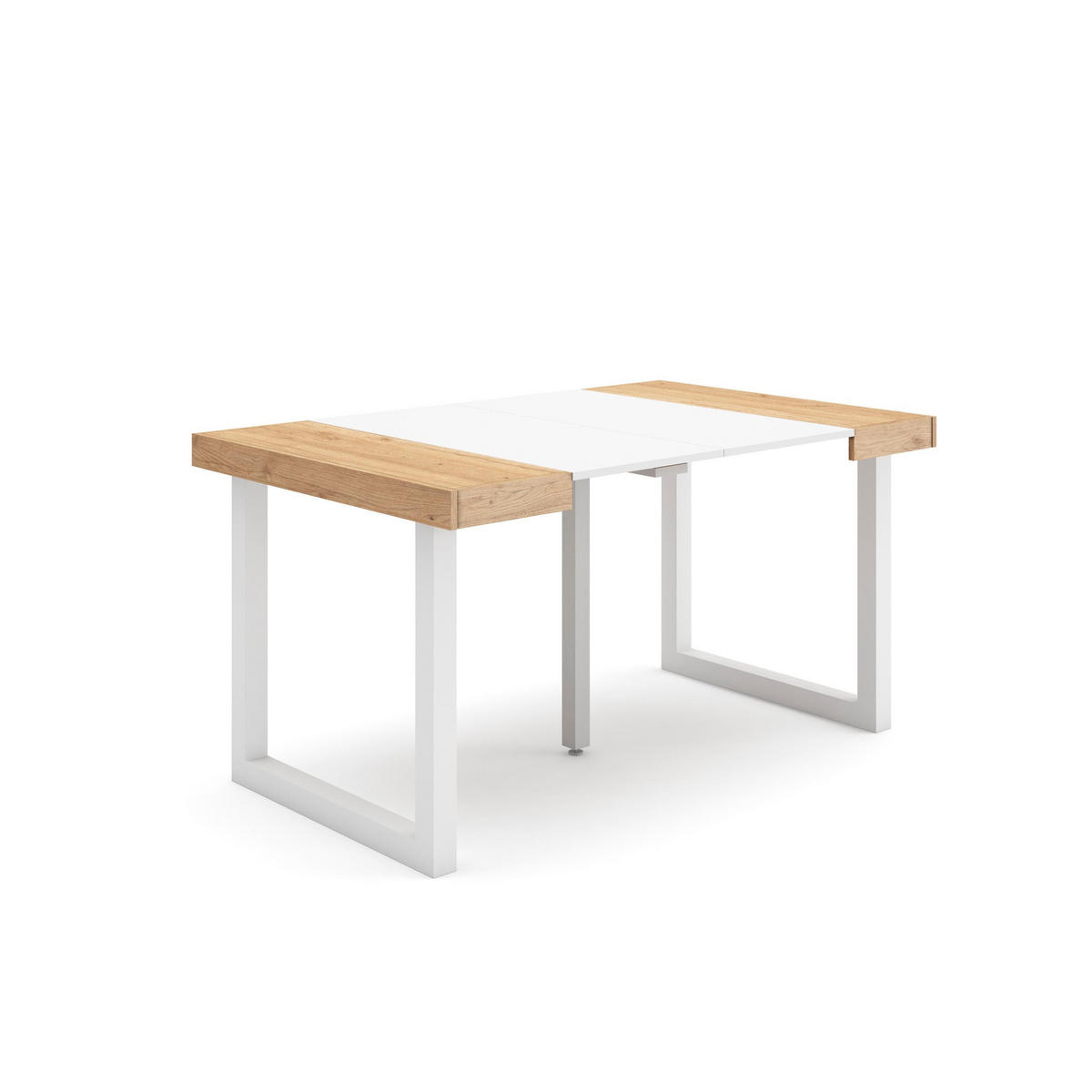 KONSOLENTISCH ausziehbar 58 bis 140cm, für 6 Gäste, eiche weiß, 90/58/73cm - Eichefarben/Weiß, Holzwerkstoff (90/140/73cm) - Skraut Home