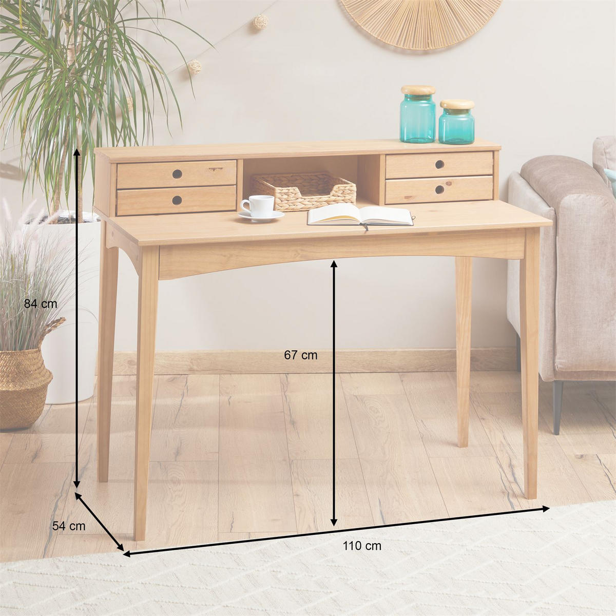 SCHREIBTISCH MILANO - Braun, Holz (54/110/91cm) - IDIMEX