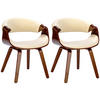 STUHL 2er Set Lederlook walnuss/creme - Walnussfarben/Creme, Holz/Textil (62/76/52cm) - CLP