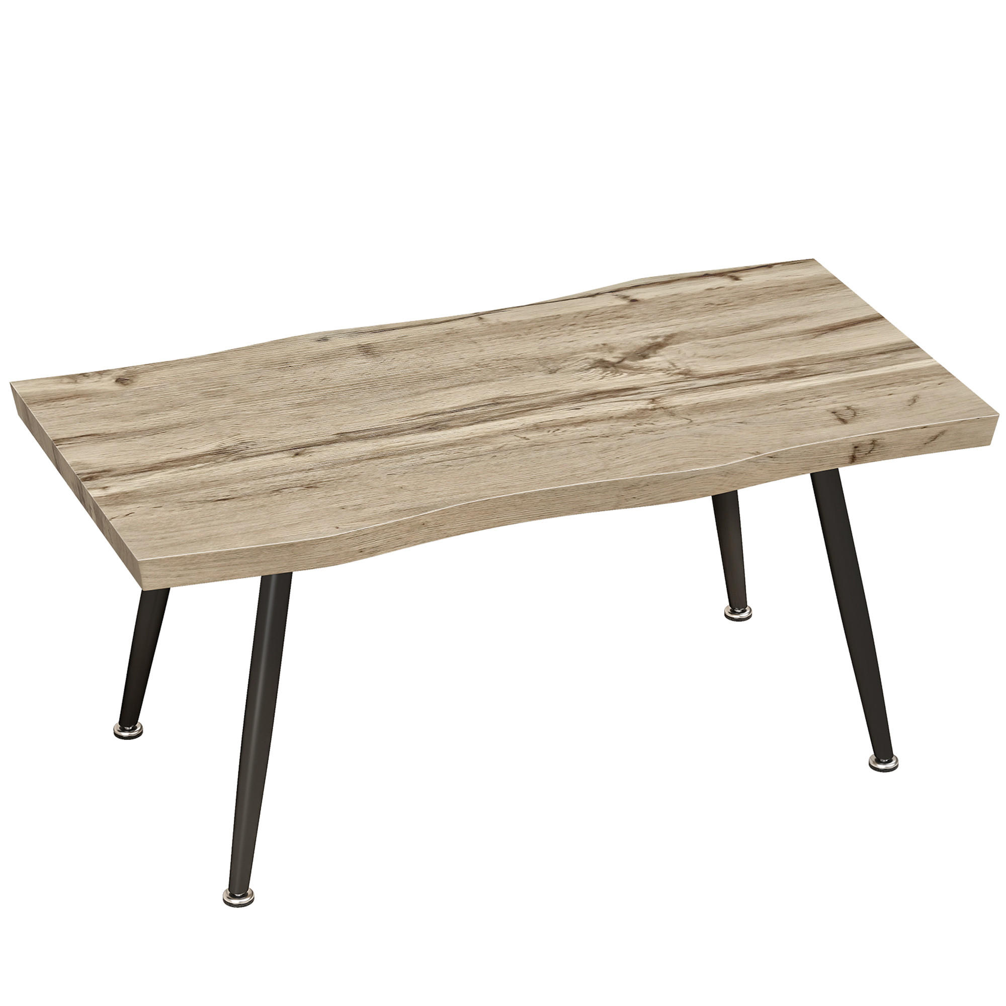 COUCHTISCH aus MDF Stahl Eiche - Eichefarben/Schwarz, Holzwerkstoff/Metall (100/50/45cm) - HOMCOM