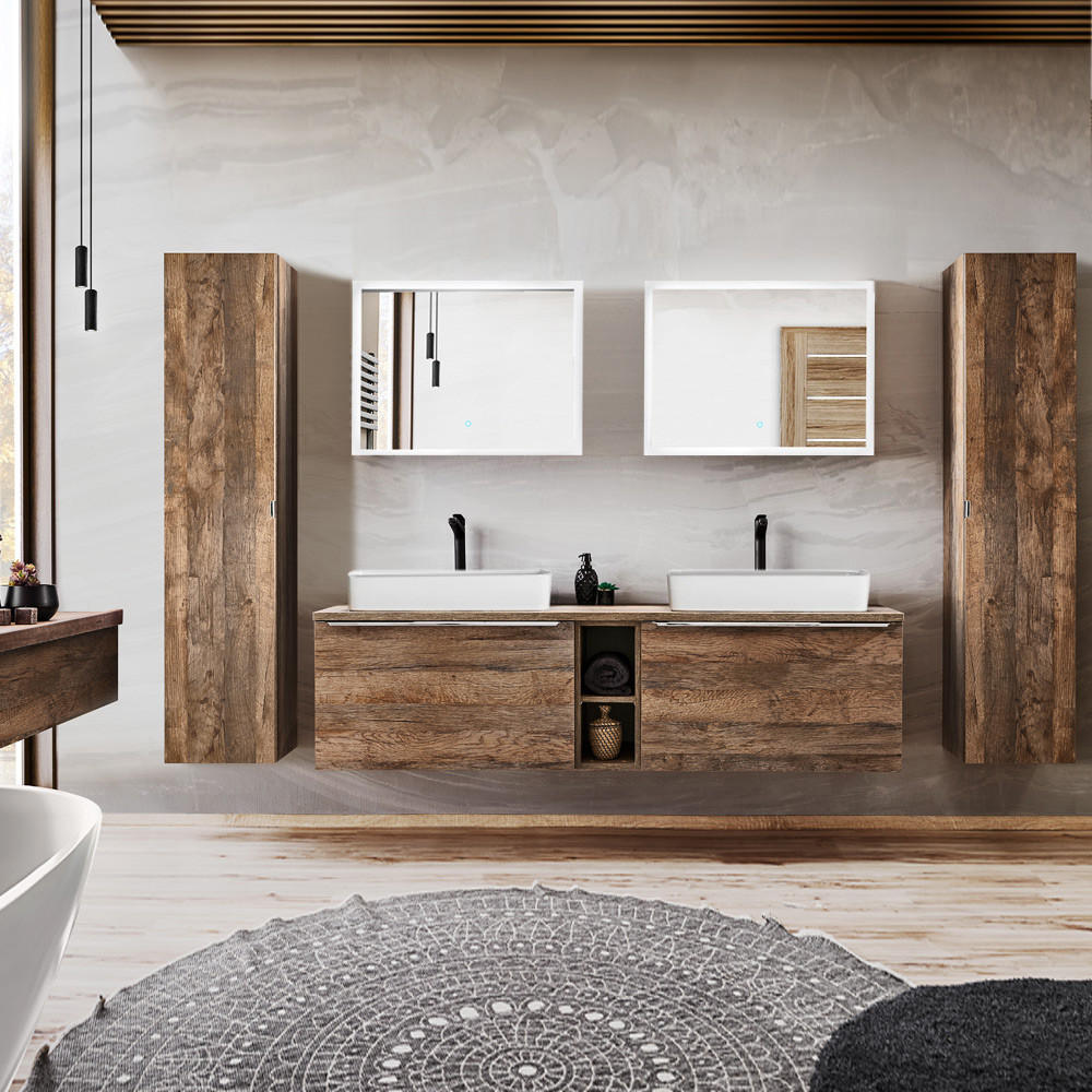 BADMÖBEL-SET 10-TLG. Puebla-56 - Braun, Holzwerkstoff (270/200/46cm) - Lomado