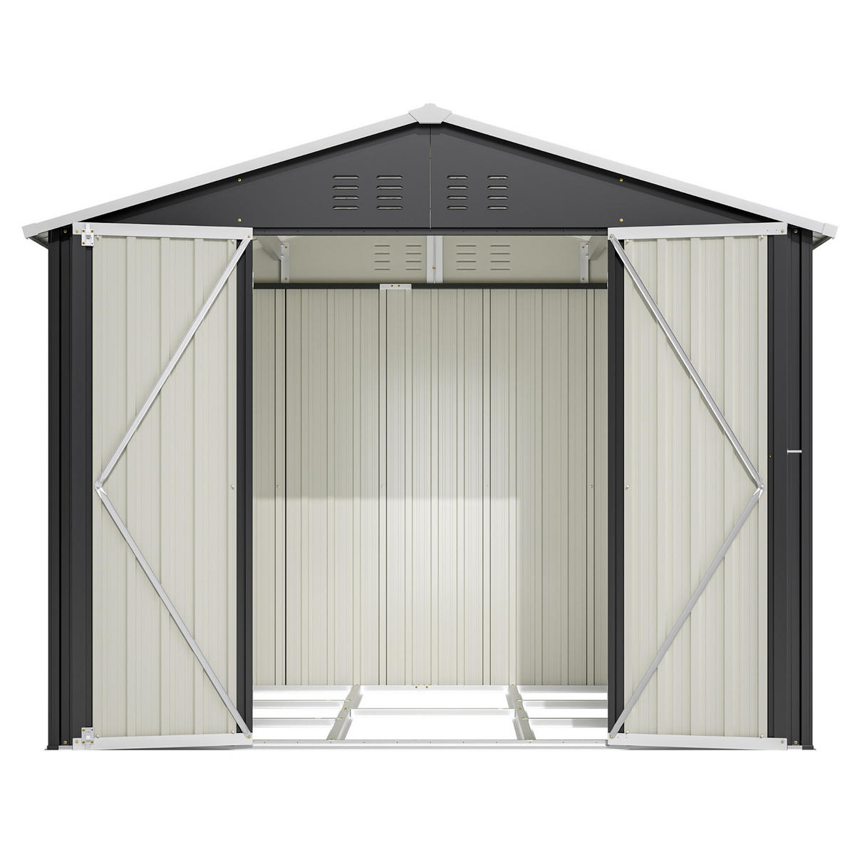 GERÄTEHAUS 240.4/192.3/191 cm Schwarz mit praktischer Klapptür und Fundament - Schwarz, Metall (192.3/191/240.4cm) - Oxeza