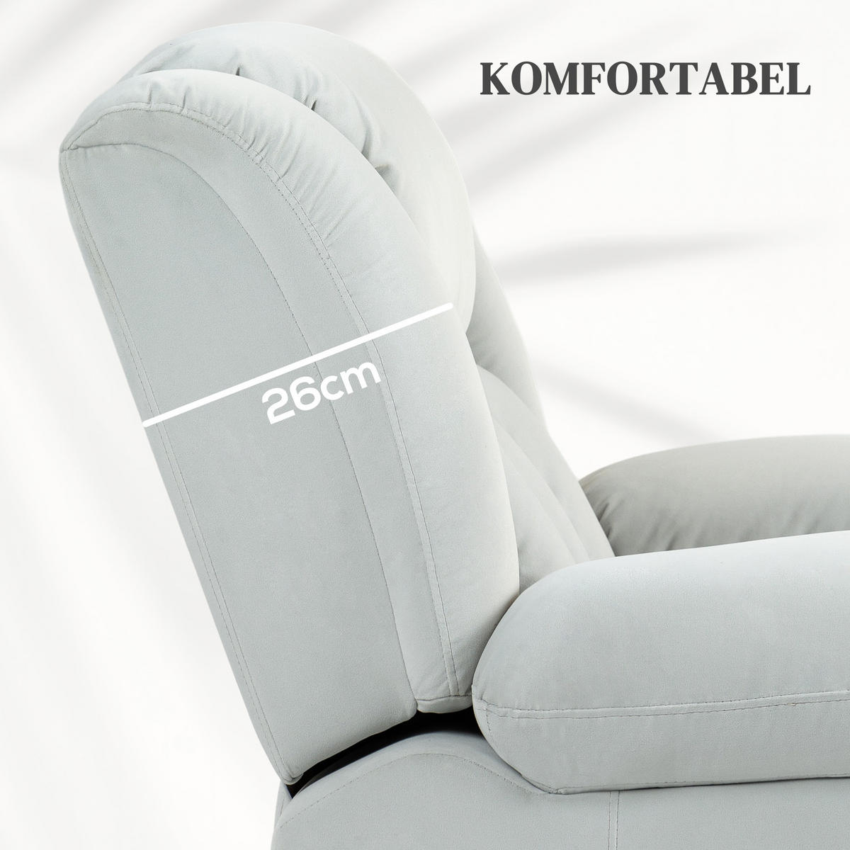 FERNSEHSESSEL mit Aufstehhilfe, Samt, Hellgrau - Hellgrau, Textil (101/104/93cm) - HOMCOM