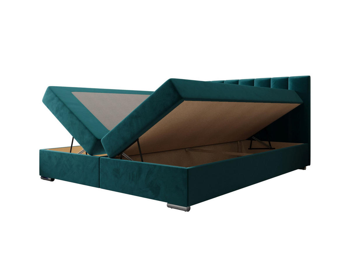 BOXBETT ZILANO 2 mit Matratze H3 und Topper 180x200 Itaka 39 - Blau, Holz/Textil (180/200cm) - Bedante