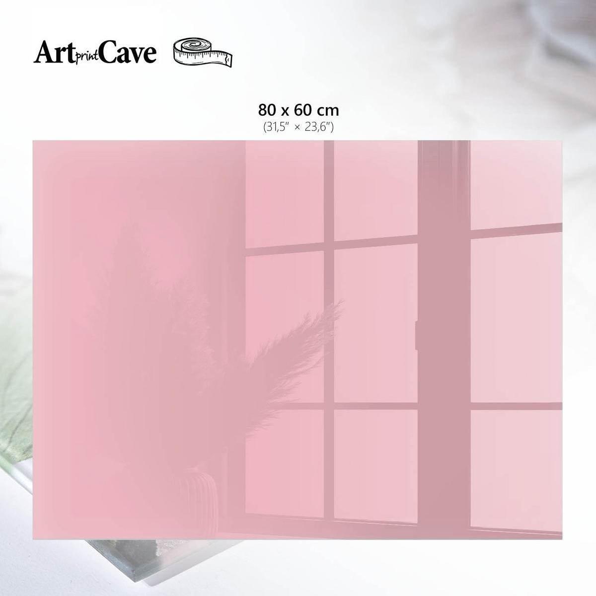 GLASPLATTE 80x60 cm – Hellrosa - Grün, Glas (0.4/80/60cm) - ArtPrintCave
