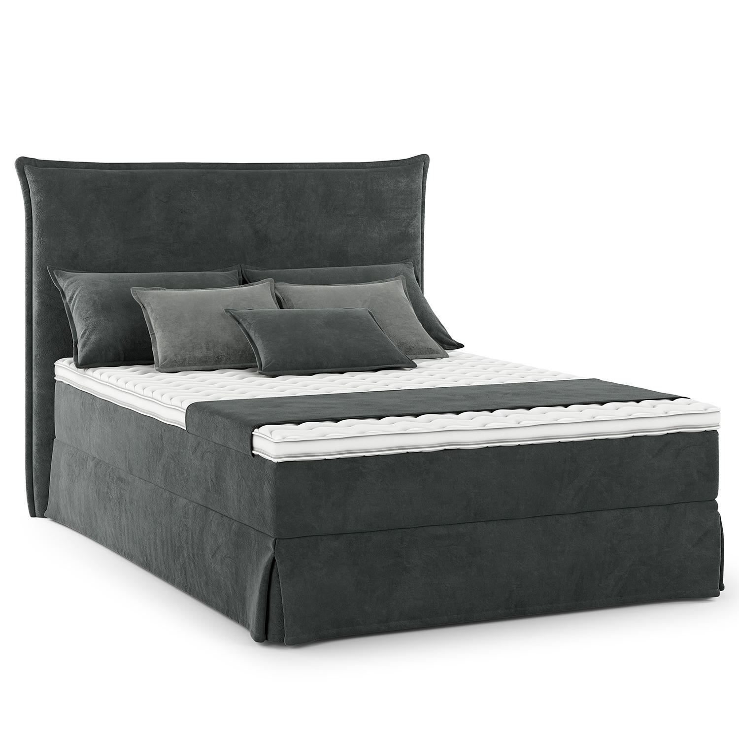 BOXSPRINGBETT mit Husse - Dunkelblau, Textil (140/200cm) - home24
