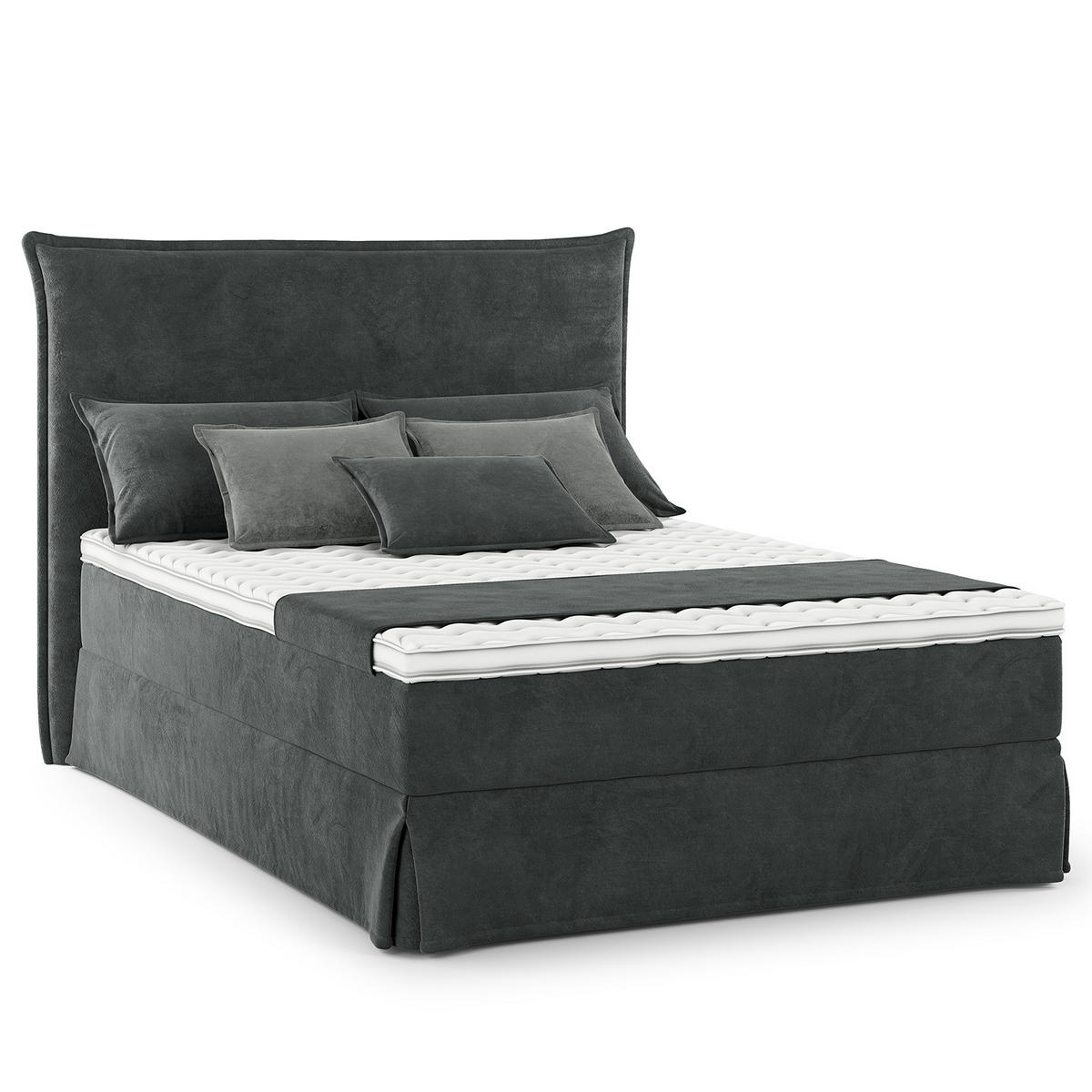 BOXSPRINGBETT mit Husse - Dunkelblau, Textil (140/200cm) - home24