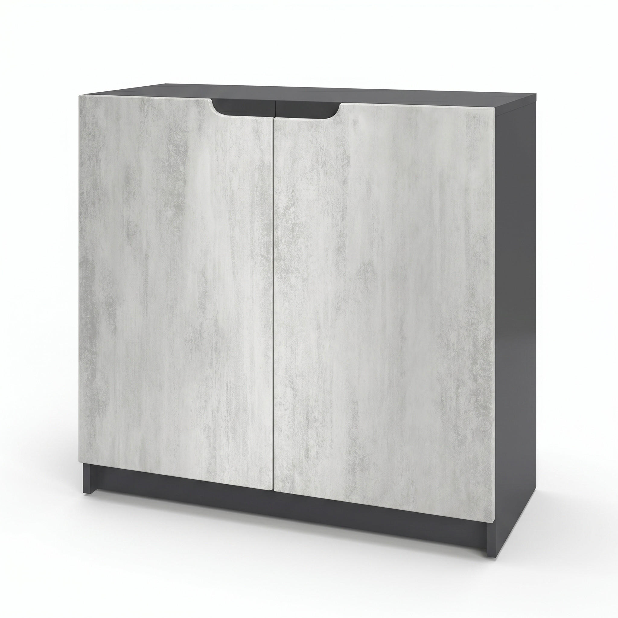 KOMMODE Logan Fronten in Beton Oxid Optik - Hellgrau, Holzwerkstoff (82/78/37cm) - Vladon