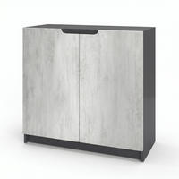 KOMMODE Logan Fronten in Beton Oxid Optik - Hellgrau, Holzwerkstoff (82/78/37cm) - Vladon