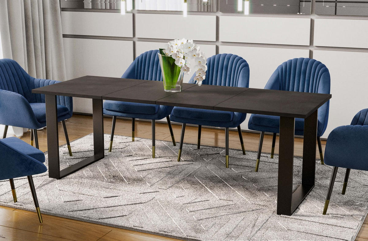 ESSTISCH Cora ausziehbar bis 210 cm - Graphitfarben, Holzwerkstoff (130/80/76cm) - Endo-Moebel