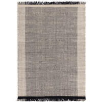 TEPPICH Wolle handgewebt mit Korbmuster Fransen PISA, Schwarz-Weiß 120x170 cm - Schwarz, Textil (120/170cm) - KADIMA DESIGN