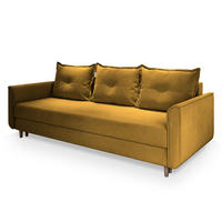 BETTSOFA NAPOL Gelb Plüsch-Stoff mit Schlaffunktion - Gelb, Textil (220/93/87cm) - MASSENO