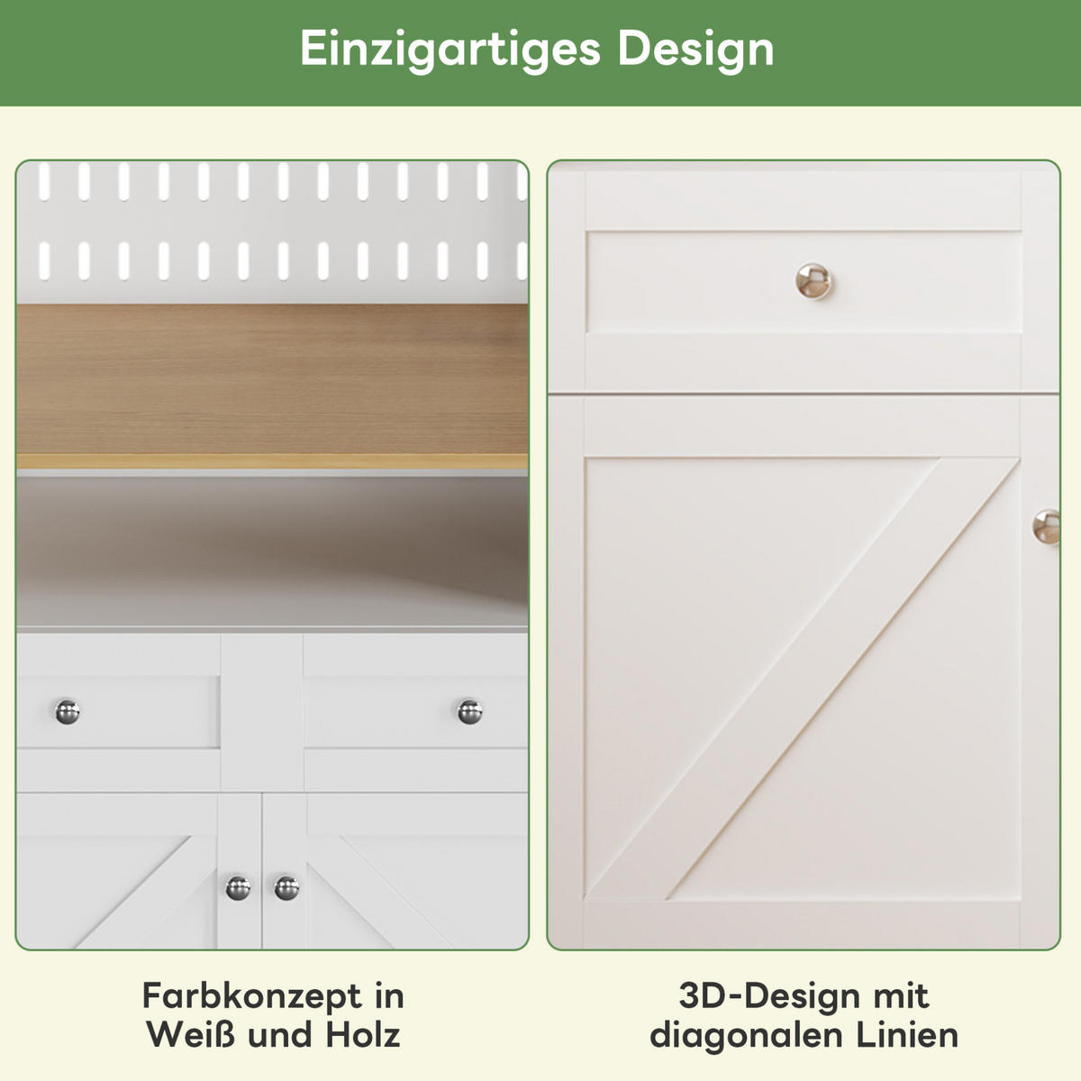 HIGHBOARD 80/40/175 cm mit 4 Türen, 2 Schubladen & offenem Mittelbereich - Weiß, Holzwerkstoff (80/175/40cm) - BEAOK