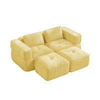 2-SITZER-SOFA DE-34428 modular mit 2 Hockern Gelb - Gelb, Textil (162/67/198cm) - ComfortXL