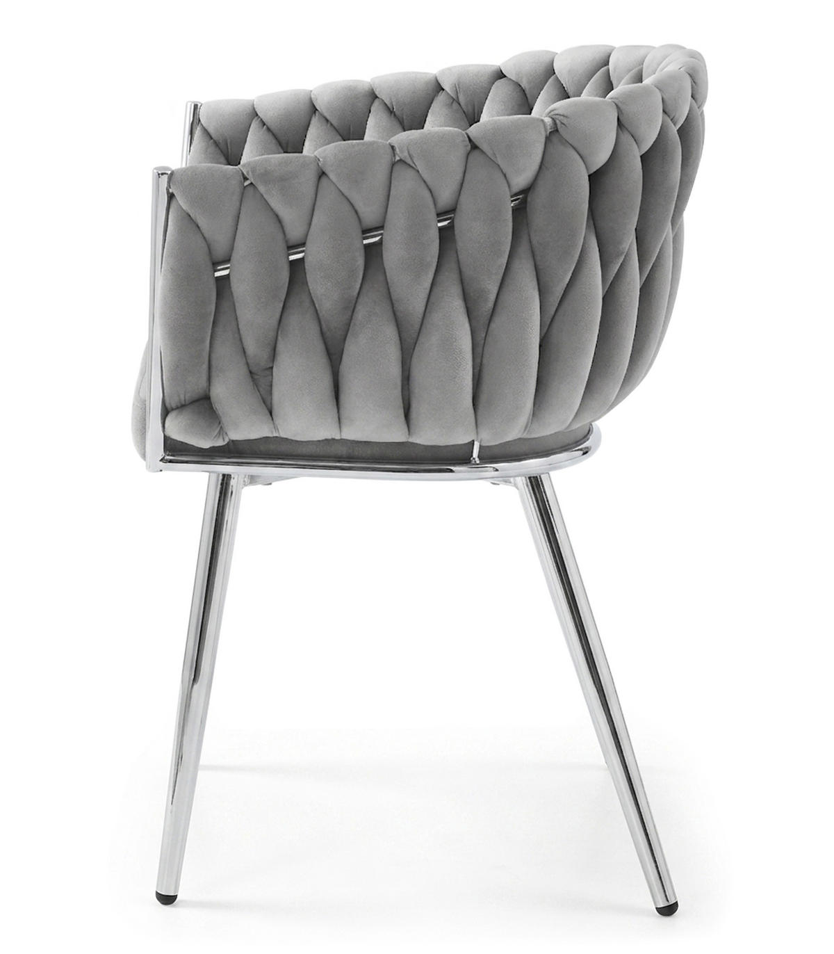 STUHL Hellgrau 61x55 cm ORION Samt Chrombeine 2 Stück - Hellgrau, Metall (61/44/55cm)