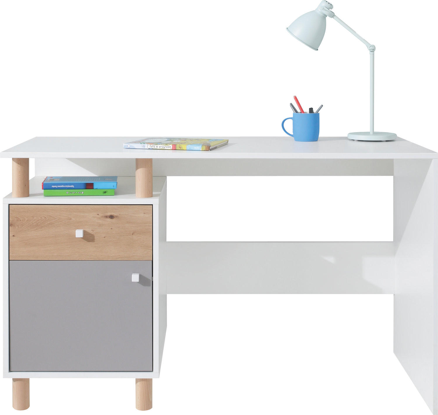 SCHREIBTISCH SANNIO 125x55x76 cm Bürotisch Computertisch, Weiß - Weiß, Holzwerkstoff (55/125/76cm) - MASSENO