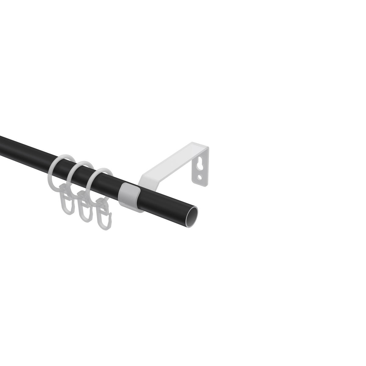 GARDINENSTANGE Olymp Lucan 160 cm, 1-läufig, 16 mm Ø Schwarz - Schwarz, Metall (160cm) - INTERDECO