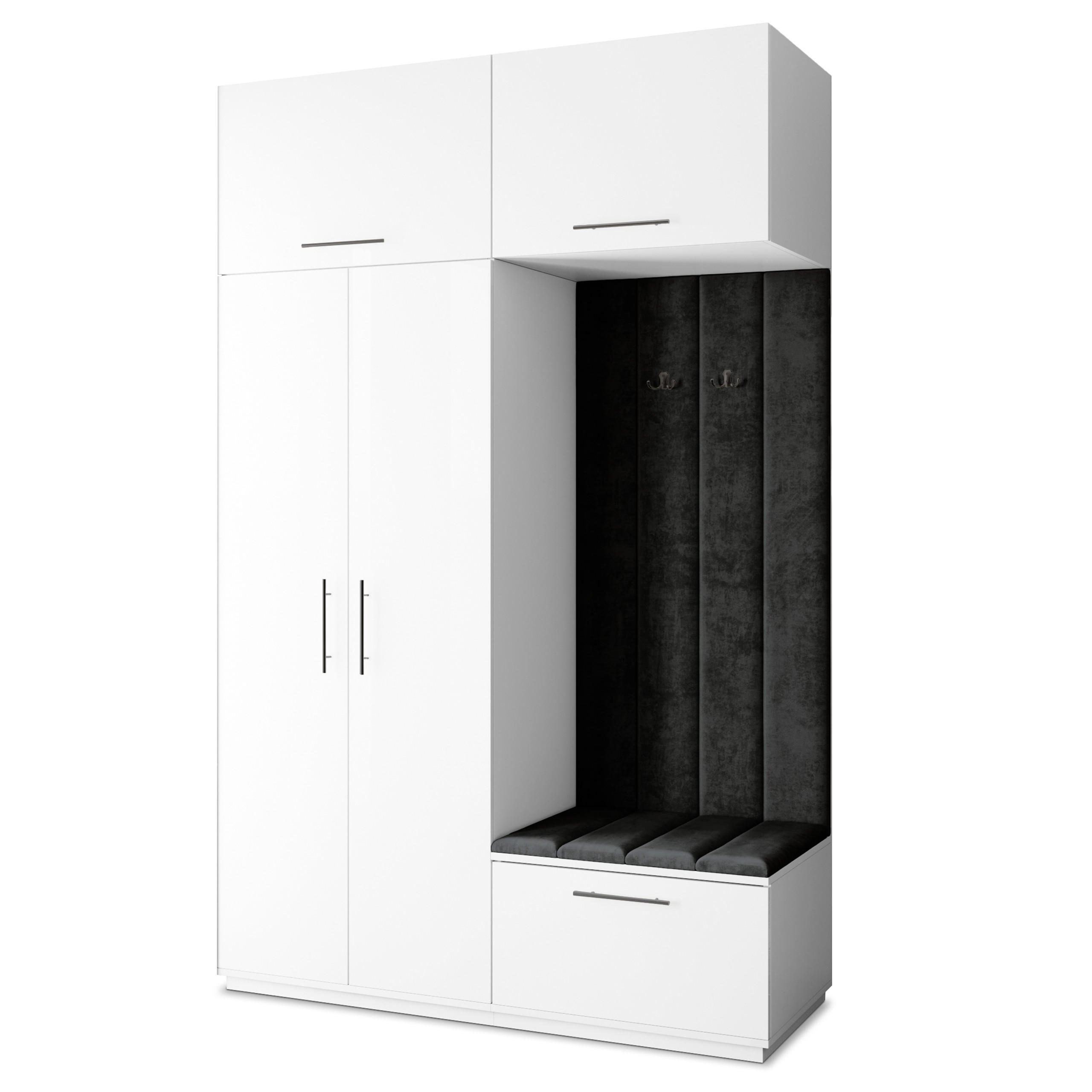 Masseno Garderobenschrank Weiß, Schwarz 150x240x60 cm