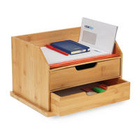 SCHREIBTISCH-ORGANIZER - Hellbraun, Holz (28/36/24cm) - Relaxdays