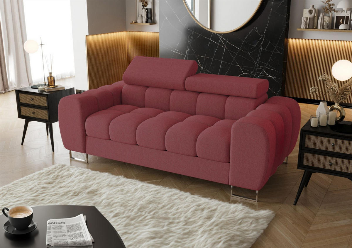 SOFA 2-sitzer Bastien In Stoff Gemma - Rot, Holzwerkstoff/Textil (195/95/97cm) - Fun Möbel