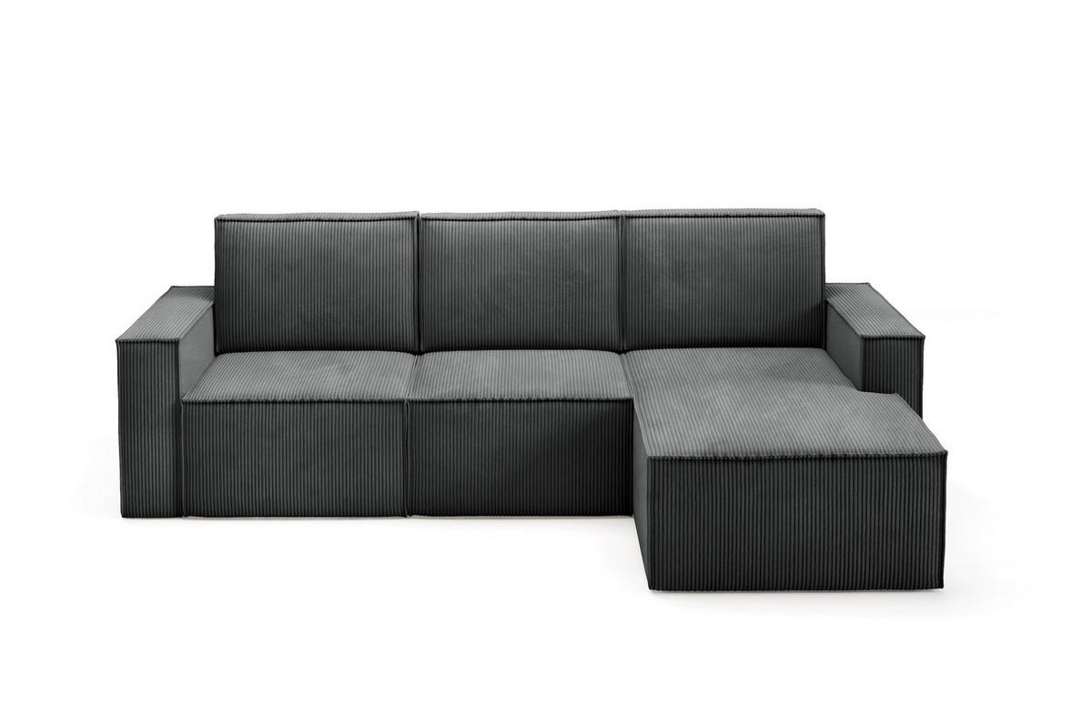 ECKSOFA Orto Dunkelgrau, Dreisitzer Kordecksofa rechte seite - Dunkelgrau, Holzwerkstoff/Textil (180/142cm) - Bettso