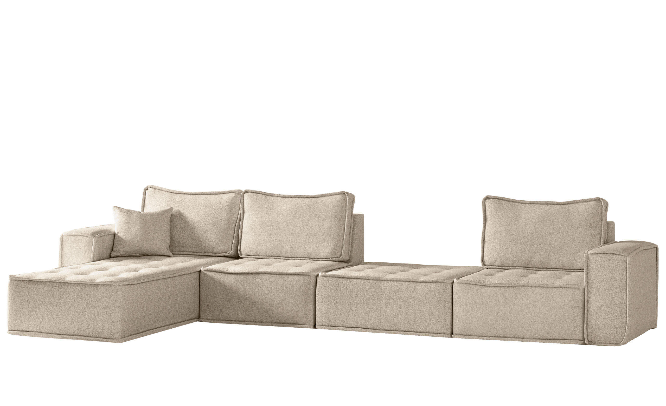 BOHOO modulare Ecke XL Champagner Links - Champagner, Holz (192/382cm) - Kaiser Möbel