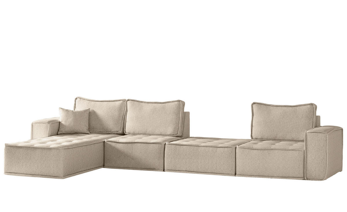 BOHOO modulare Ecke XL Champagner Links - Champagner, Holz (192/382cm) - Kaiser Möbel