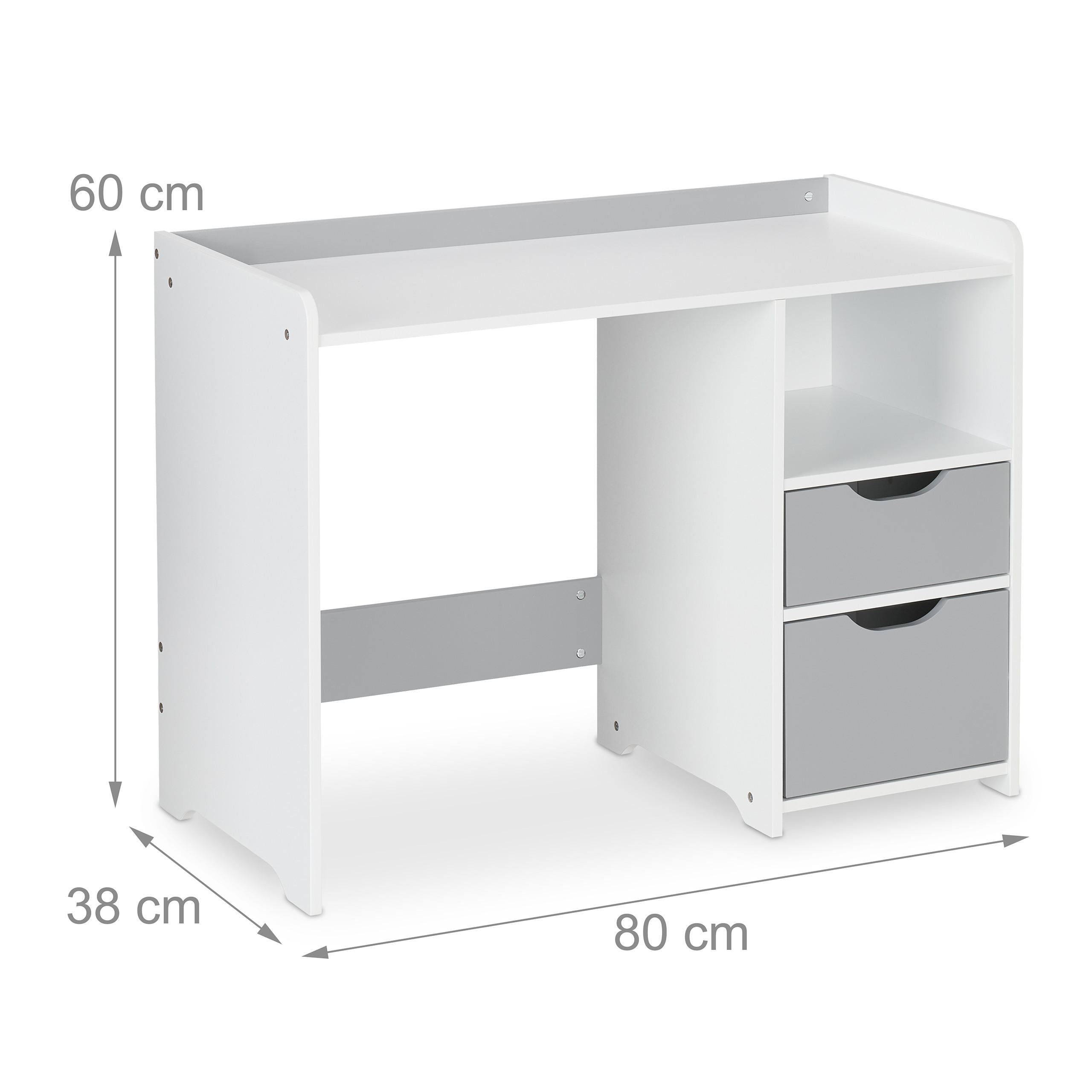 Thumbnail - Relaxdays Kinderschreibtisch, Weiß, Holzwerkstoff, 80x60x38 cm, Arbeitszimmer, Schreibtische, Jugend- & Kinderschreibtis...