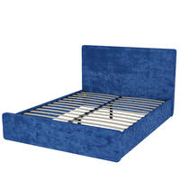 POLSTERBETT 160/200 cm mit gepolstertem Kopfteil und Ziersteppung, Blau - Blau, Textil (160/200cm) - Redom