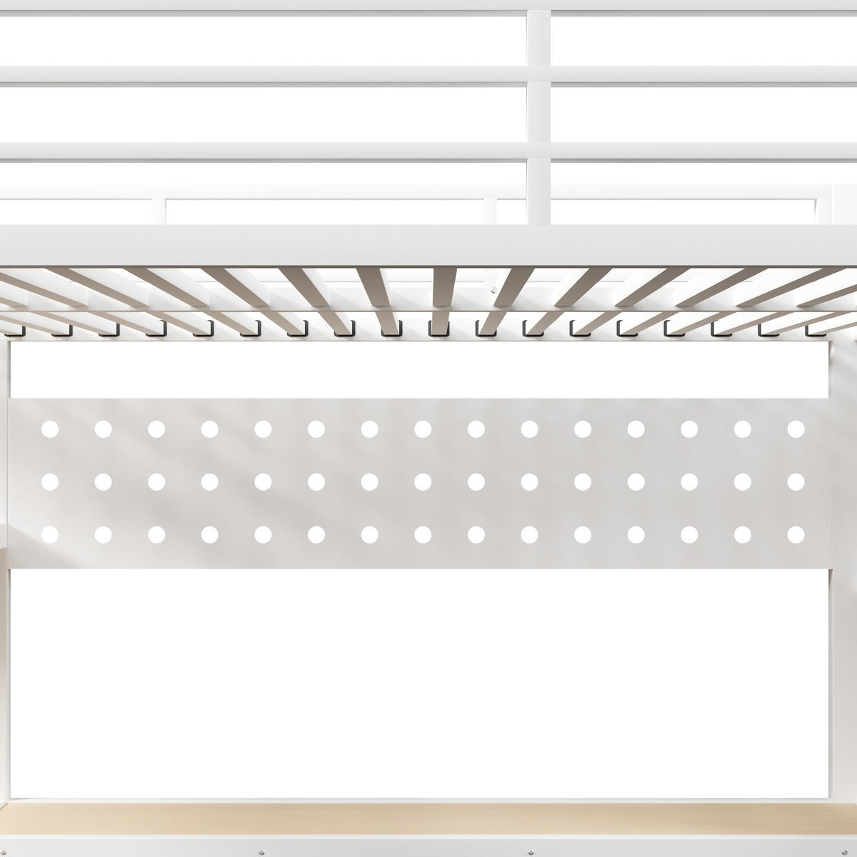 HOCHBETT 140/200 cm in Weiß mit 3 Schubladen, Lochwand, Tisch, Steckdose und LED - Weiß, Holzwerkstoff/Metall (90/200cm) - STILVORA