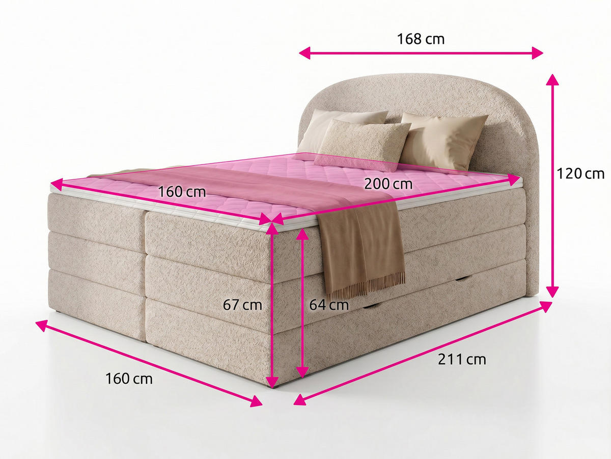 BOXSPRINGBETT Cloud Max - 160x200 -schwarz (Coral 60) - Schwarz, Holz/Holzwerkstoff (160/200cm) - Sofnet