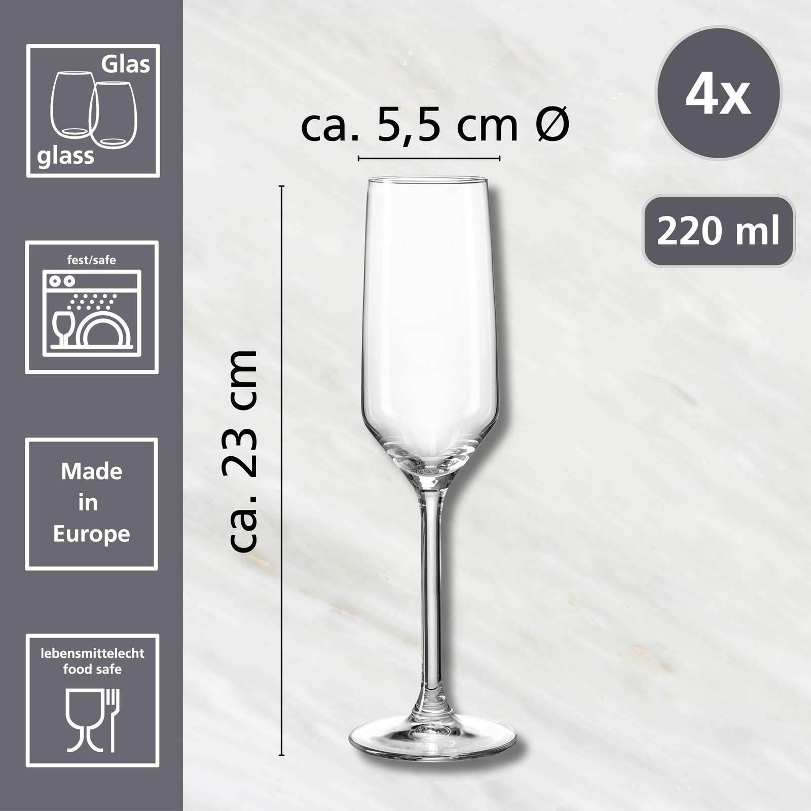 SEKTGLÄSER Rumba transparent 220 ml 4er Set - Transparent, Glas (0.22L) - Ritzenhoff Breker